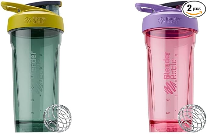 BlenderBottle 28-Ounce Strada Shaker Cup Bundle - Yellow and Purple