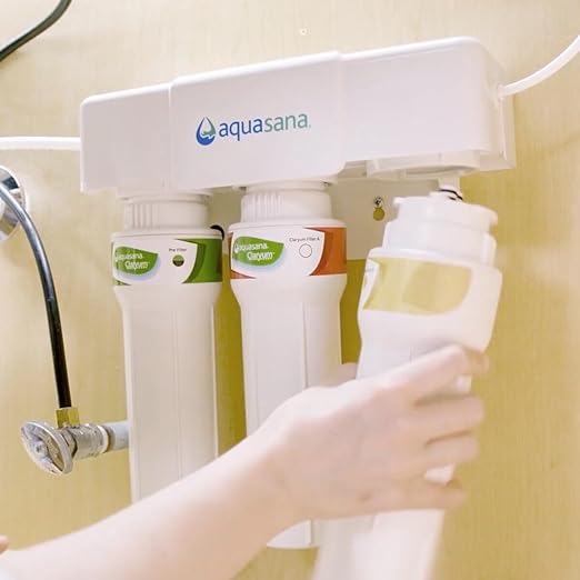 Aquasana Replacement Filter Cartridges for 3-Stage Max Flow Claryum Under Sink Water Filtration System - Filters 99% Of Chlorine - 3 Count - AQ-5300+R