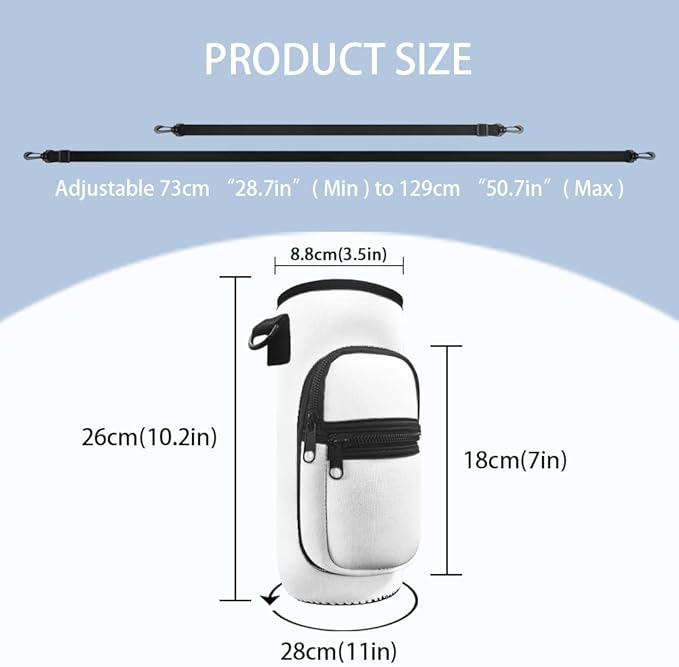 Baseball 20 OZ Insulated Water Bottle and Water Bottle Carrier Bag Set 2 Pcs Water Bottle Holder Carrier Sling Water Bottle Pouch Sleeve