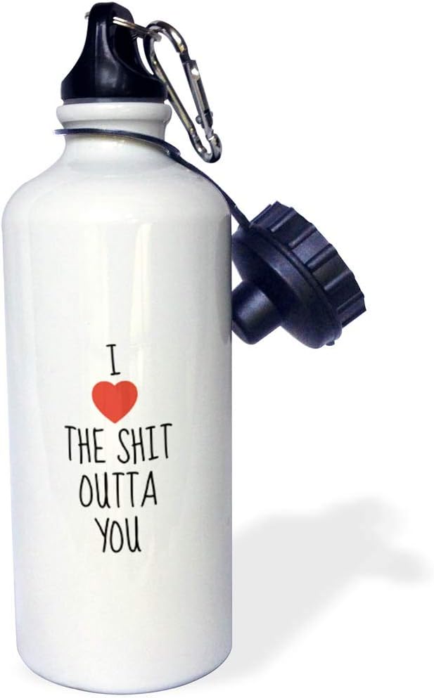 3dRose Love The Shit Outta You, Black Letters With A Picture Of A Heart-Sports Water Bottle, 21oz , 21 oz, Multicolored