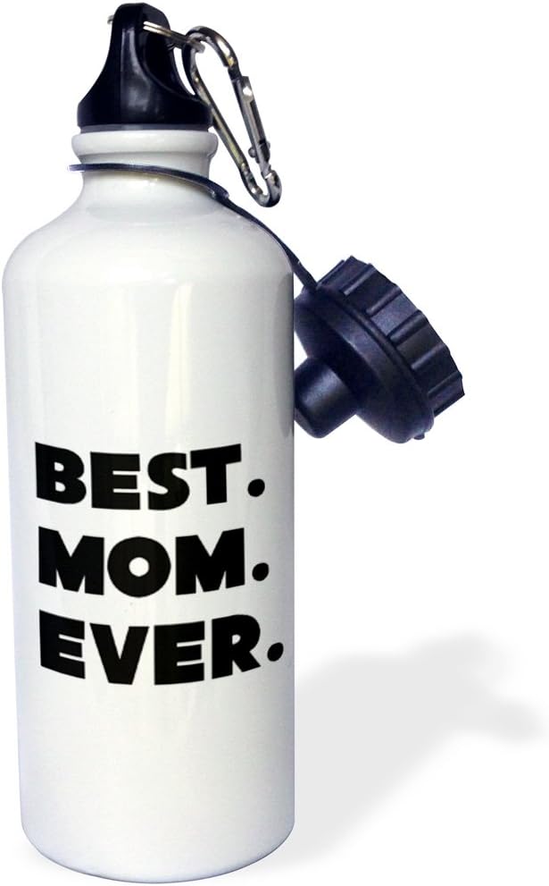 3dRose Best Mom Ever Sports Water Bottle, 21Oz, Multicolored