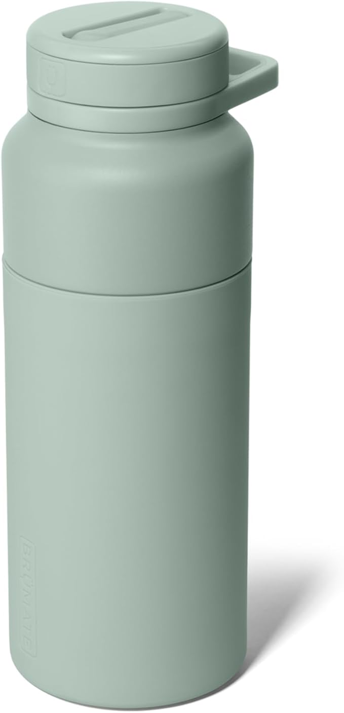 BrüMate Rotera 35 oz Stainless Steel Water Bottle with Touch Free Straw and Carry Handle | 100% Leakproof Insulated Water Bottle | Cup Holder Friendly Base | (Sage)