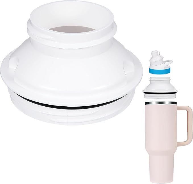 Aobiono Water Bottle Adapter for Stanley 40oz Quencher Tumbler to Cirkul, Lid Cap Converter Accessories, BPA Free Plastic, Food Grade Silicone Gasket Leakproof (White)