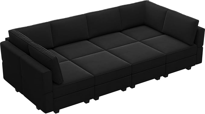 Belffin Modular Sectional Sofa with Storage Chaises Sleeper Couch 8 Seat Sectional Sofa Bed Black