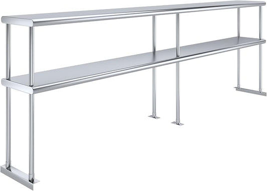 AmGood Double OverShelf Stainless Steel NSF - Many (96" Long x 12" Deep)