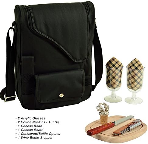 Army Black Knights Licensed Deluxe Wine Carrier with Wine Glasses and Accessories for Two Assembled & Quality Approved in The USA