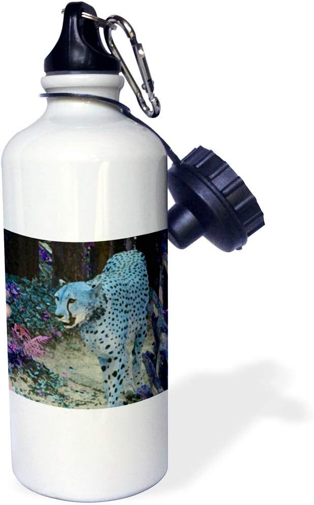 3dRose Cheetah Painting Blue Hue Cat Walking-Sports Water Bottle, 21oz , Multicolored