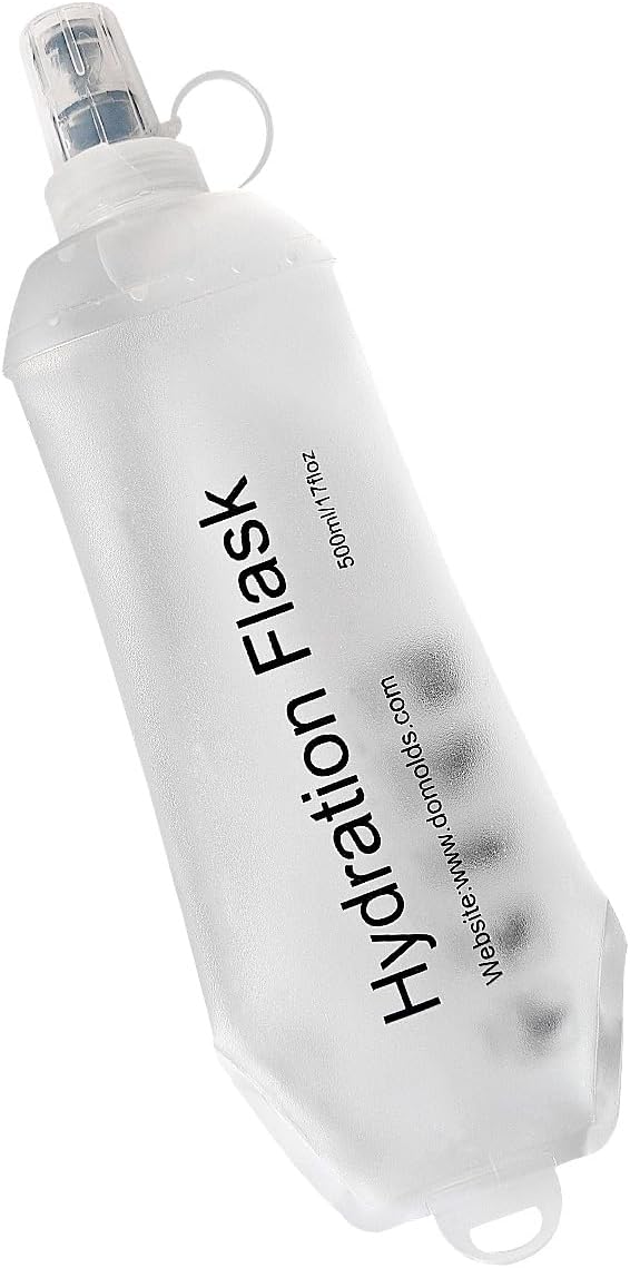 500ml Soft Flask, TPU Collapsible Soft Water Bottle for Hydration Pack, Running Vest, Folding Water Bottle for Hiking Cycling Climbing-1Pcs, White