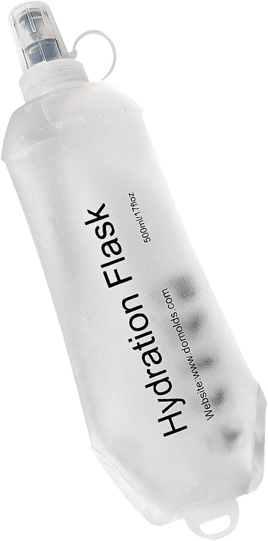 500ml Soft Flask, TPU Collapsible Soft Water Bottle for Hydration Pack, Running Vest, Folding Water Bottle for Hiking Cycling Climbing-1Pcs, White