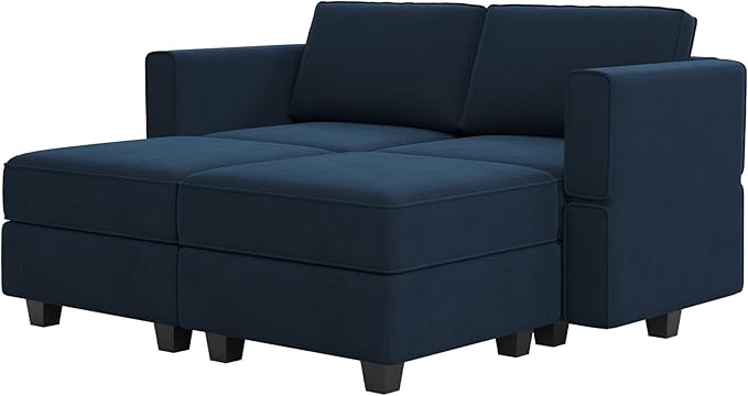 Belffin Modular Sectional Sofa with Reversible Chaise L Shaped Couch with Ottoman Modular Sofa Couch with Storage Blue