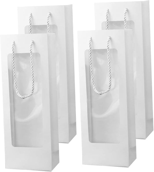 4pcs Window Wine Bag Flower Kraft Bags Wine Bags Bulk Wine Bags for Wine Bottles Brown Paper Bags Red Wine Bag Kraft Paper Open The Window White Decanter