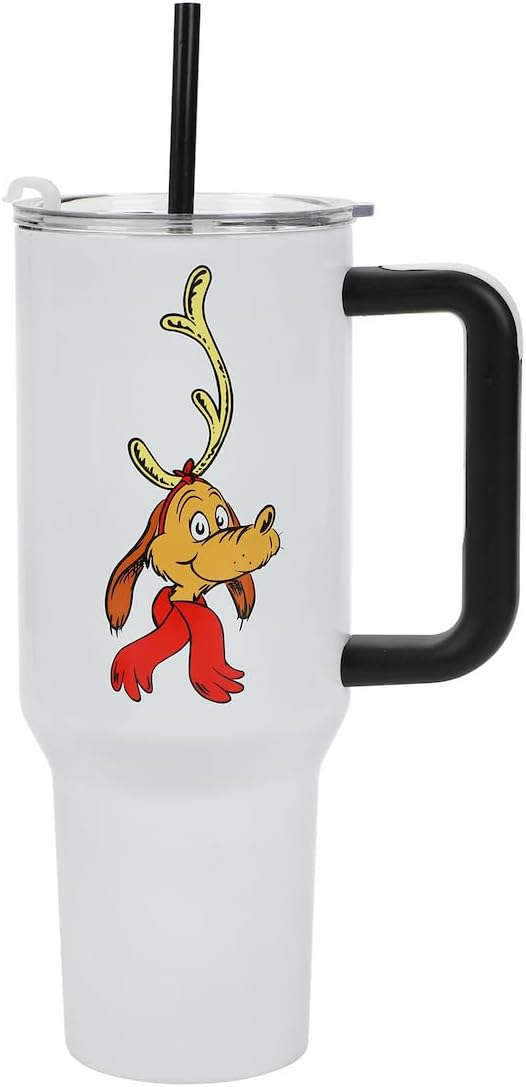 Bioworld The Grinch Max 40 Oz White Stainless Steel Tumbler With Handle