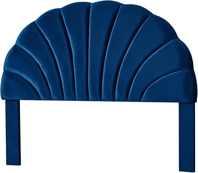 24KF Stunning Crown Design King Headboard, Upholstered Soft Velvet Petal Pattern Headboard King/CA King-6039-K-Navy
