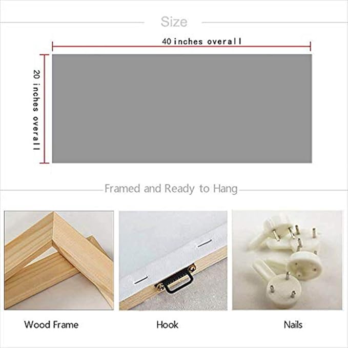 Arjun Brooklyn Bridge Wall Art Modern New York City Abstract Canvas Cityscape Painting Large Size Framed, Colorful NYC Skyline Textured Picture for Living Room Bedroom Home Office Wall Decor, 40"x20"