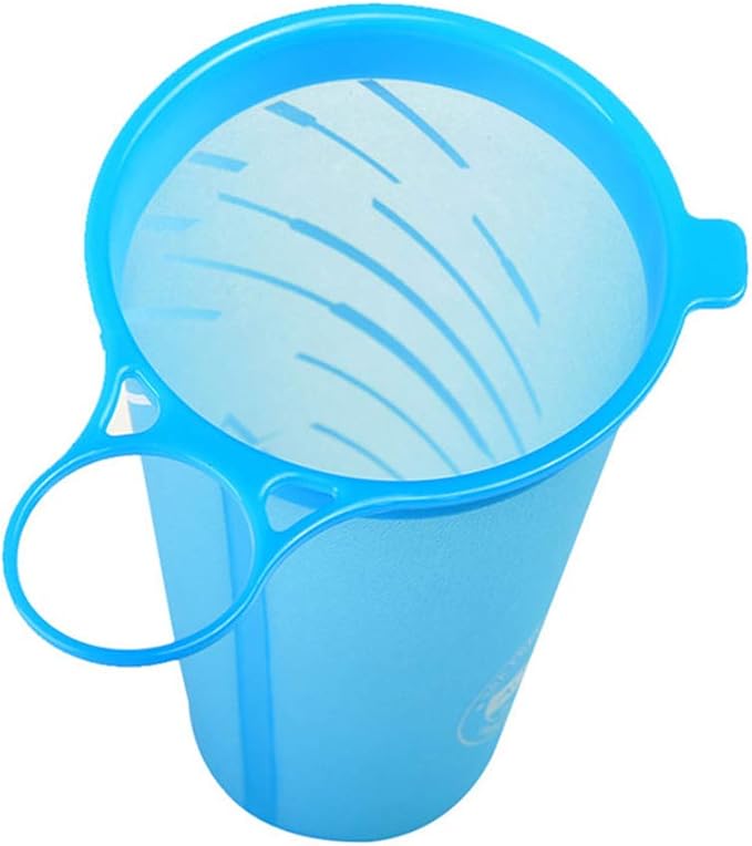 AONIJIE 2 Pcs Sports Collapsible Water Bottle BPA Free + 2 Pcs Replacement Straws Lid - TPU Soft Drink Water Kettle Foldable Flask for Hiking Bicycling Running Climbing (Blue)