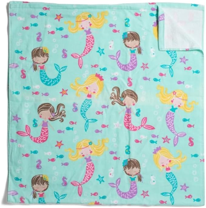 Boys Girls Beach Swim Towel (Mermaid - Light Teal)
