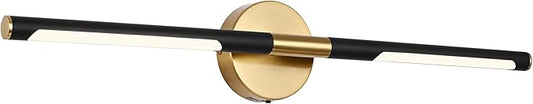 BONLICHT Bathroom Light Fixtures Over Mirror 24 Inch, 12W 350°Rotatable Dimmable 2700-5500K LED Wall Vanity Light Bar Black and Brushed Brass Modern Bathroom Vanity Lights picture and display lighting