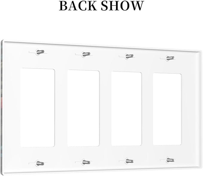 Boho Floral Vintage Flower Leaves Rustic Wildflower Plants 4 Gang Rocker Decora Light Switch Cover Outlet Covers Wall Plate Decorative Switchplate Electrical Faceplate GFCI for Country Bedroom Decor