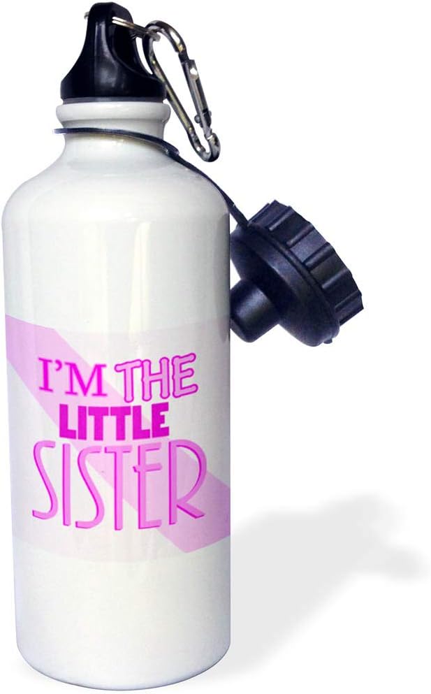 3dRose I'm the Little Sister Pink - Sports Water Bottle, 21 oz, White
