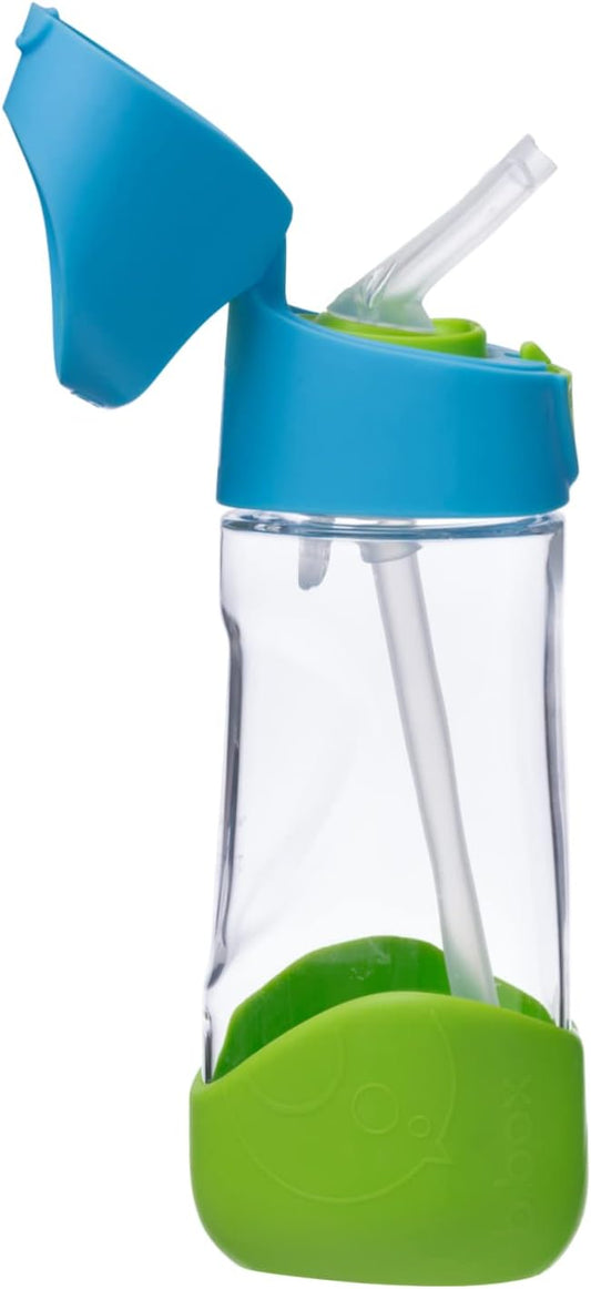 b.box Tritan Drink Bottle for Kids Toddlers, Water Bottle w/Flip Straw and Spill Proof Lid, Cool Modern Child Friendly Design, Best for After Sippy Cup, BPA Free Plastic, 15oz, Ocean Breeze