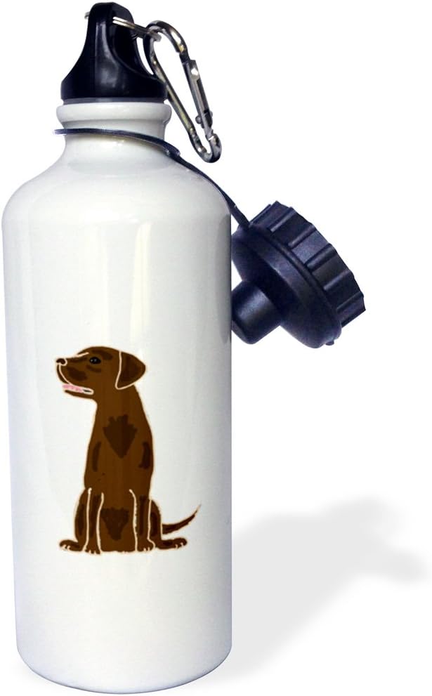 3dRose Cute Artistic Chocolate Labrador Retriever Puppy Dog Sports Water Bottle, 21oz, Multicolored