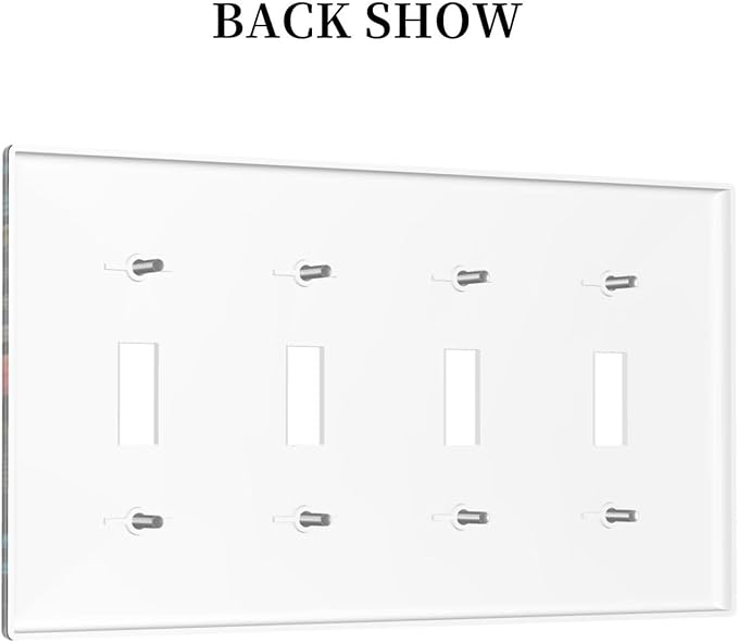 Boho Floral Vintage Flower Leaves Rustic Wildflower Plants Quad Toggle Light Switch Covers 4 Gang Wall Plate Decorative Switchplate Electrical Faceplate for Country Bathroom Bedroom Kitchen Decor