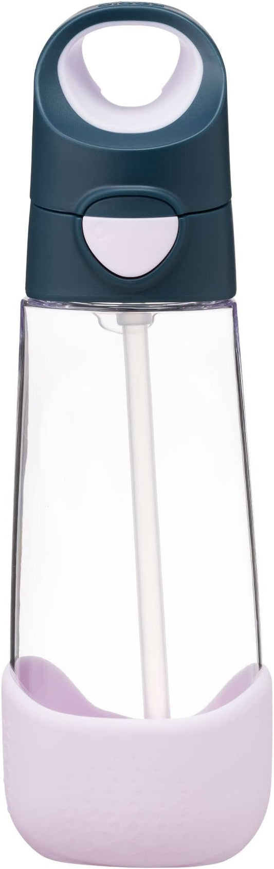 b.box 20oz Tritan Straw Bottle | Large, Modern Water Bottle with Flip Straw for Kids | Spill Proof, BPA Free (Indigo Rose, 20 oz)