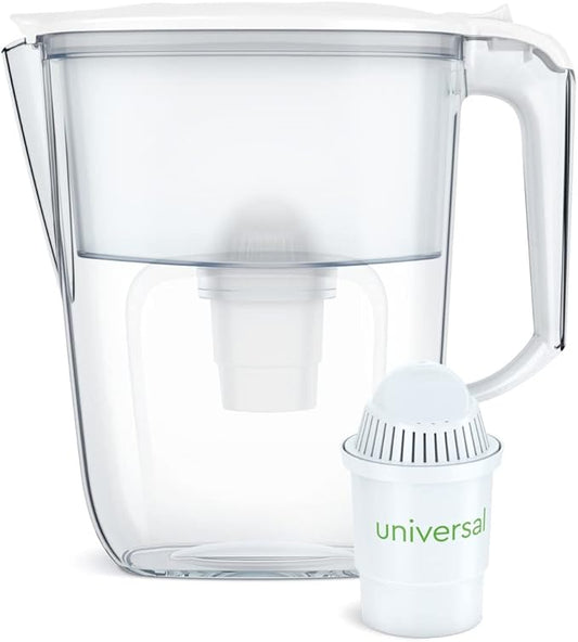Aqua Optima Daisy Jug Water Filter Pitcher with 1 Universal Filter (White)