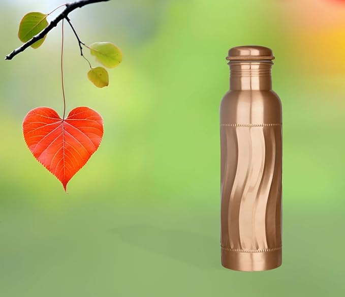 Ayurvedic Drinking Copper Water Bottle for Sports, Travel, Yoga & Everyday Use, Water Bottle for Gym, Office, Hiking, Outdoor Capacity 32 Oz (Design 6, 32 Oz)