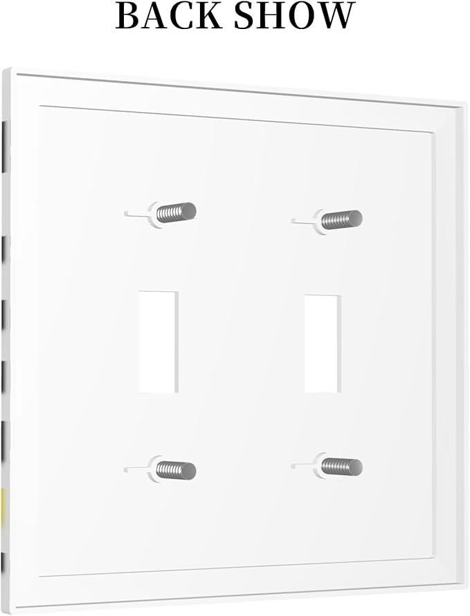 Black and White Distorted Squares Double Toggle Light Switch Covers 2 Gang Wall Plate Dual Decorative Switchplate Electrical Faceplate for Bathroom Country Kitchen Bedroom Decor, 4.9" x 5"