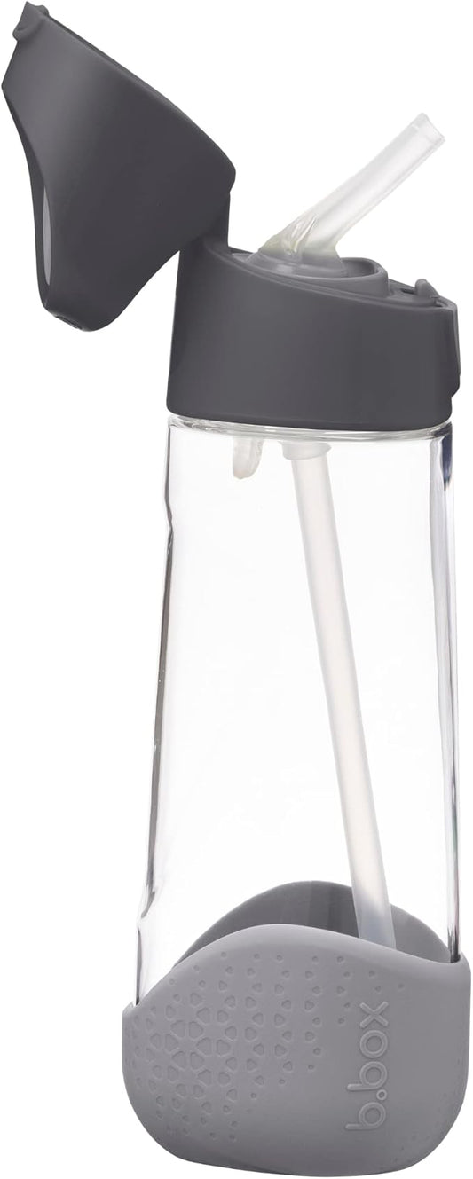 b.box 20oz Tritan Straw Bottle: Large Kids Water Bottle with Flip Straw for School, Daycare. Spill Proof, Leak Proof, Dishwasher Safe, BPA Free (Graphite, 20 oz)