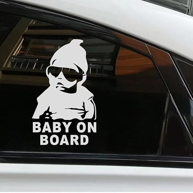 4PCS【Baby on Board】2White Stickers for Car & 【Baby on Board】2Black Decals for Cars, Baby Safety Car Signs, Funny Baby Car Stickers