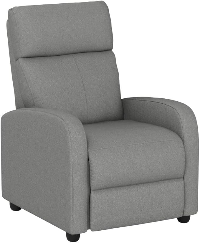 BestMassage | Recliner Chair | with 2 Point Massage Function | Textile Grey | with Lumbar Support, Adjustable Push Back, Footrest & Padded Seat | Easy Assembly | for Living Room, Home Theatre