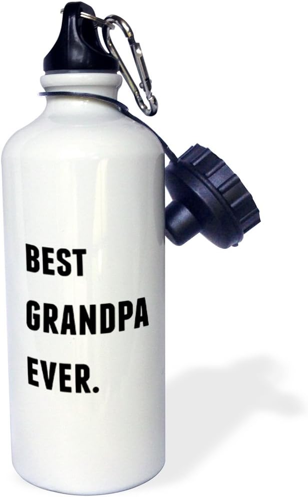 3dRose Best Grandpa Ever, Black Letters On A White Background-Sports Water Bottle, 21oz , Multicolored