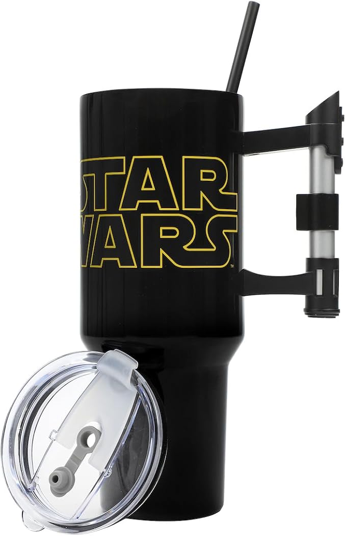 Bioworld Star Wars 40 Oz Stainless Steel Tumbler With Sculpted Lightsaber Handle
