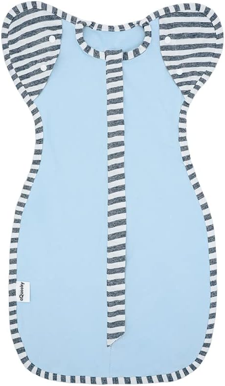 Baby Blanket Sack with Arms Free Design,Transition to Arms Free Wearable for Newborn Girl and Boy, Small 0-3Months, Blue