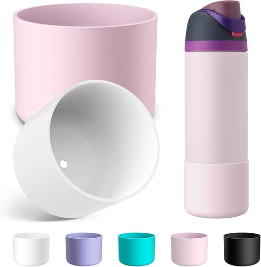 2PCS Silicone Water Bottle Boot for Owala 24oz 32oz 40oz, Anti-Slip Protective Sleeve Bottom Bumper Protector for FreeSip, Twist, and Flip Stainless Steel Water Bottles