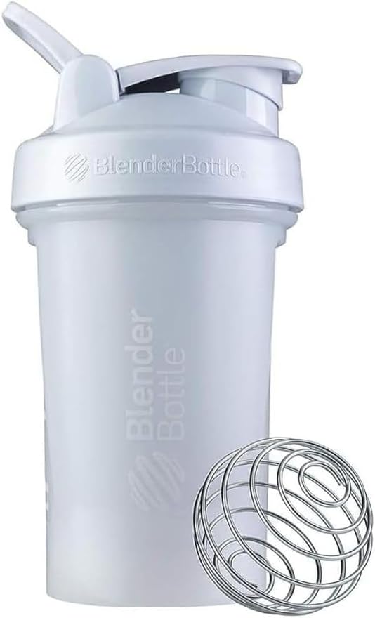 BlenderBottle Classic V2 Shaker Bottle Perfect for Protein Shakes and Pre Workout, 20-Ounce, White