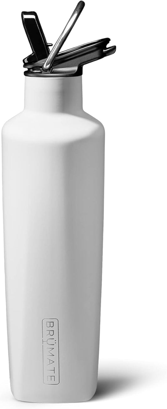 BrüMate ReHydration Mini Kids Water Bottle | 100% Leakproof Insulated Water Bottle for Kids with Straw | Stainless Steel Water Canteen | Perfect Kids Water Bottle for School | 16oz (Ice White)