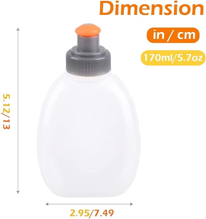 AONIJIE 2 Pcs Sports Collapsible Water Bottle BPA Free + 2 Pcs Replacement Straws Lid - TPU Soft Drink Water Kettle Foldable Flask for Hiking Bicycling Running Climbing (2pcs-170ML)