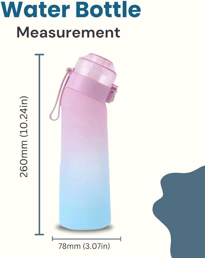 650ml Air Water Bottle with 7 Flavour Pods | BPA Free, Scented, 0 Sugar, 0 Calorie, Sports Water Bottles | Drinking Fruit Fragrance Cup for Fitness, Outdoor, Gym | Starter set (Pink Blue)
