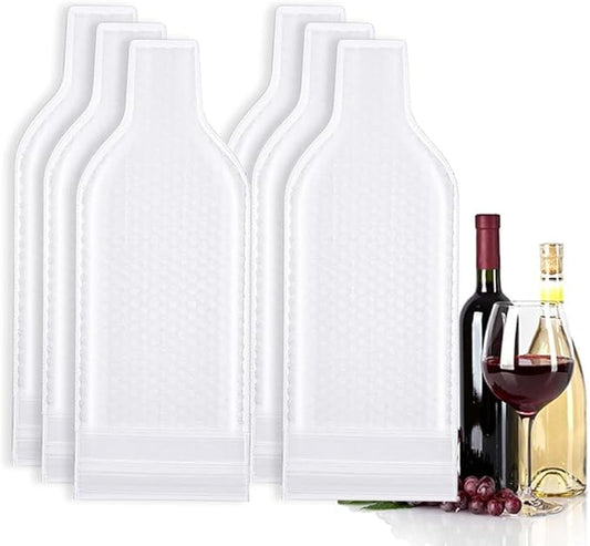 6 PCS Reusable Wine Bottle Travel Protector Bags for Airplane, Resealable Wine Sleeves Skins for Travel, Wine Carrier for Suitcase, Wine Shipping Box Packaging for Air Travel Luggage Accessories