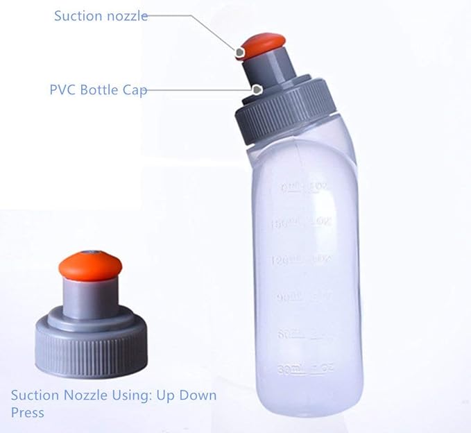 AONIJIE 2 Pcs Sports Collapsible Water Bottle BPA Free + 2 Pcs Replacement Straws Lid - TPU Soft Drink Water Kettle Foldable Flask for Hiking Bicycling Running Climbing (2pcs-250ML)