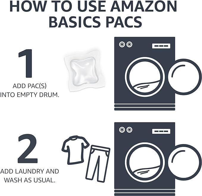 Amazon Basics Laundry Detergent Pacs, Hypoallergenic, Free & Clear, 120 Count (New Packaging)
