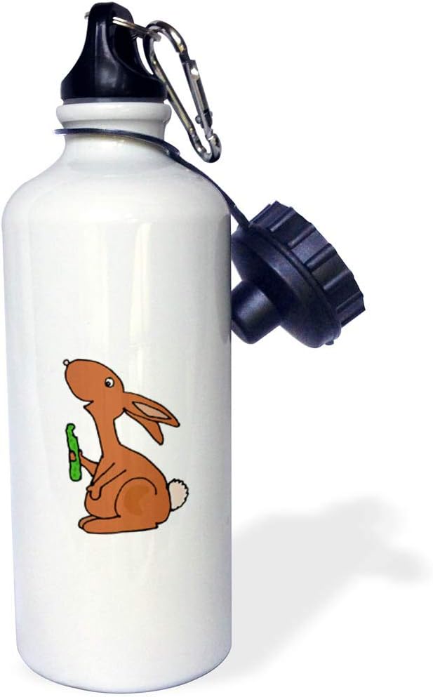3dRose Funny Pregnant Bunny Rabbit Eating a Pickle-Sports Water Bottle, 21oz , Multicolored