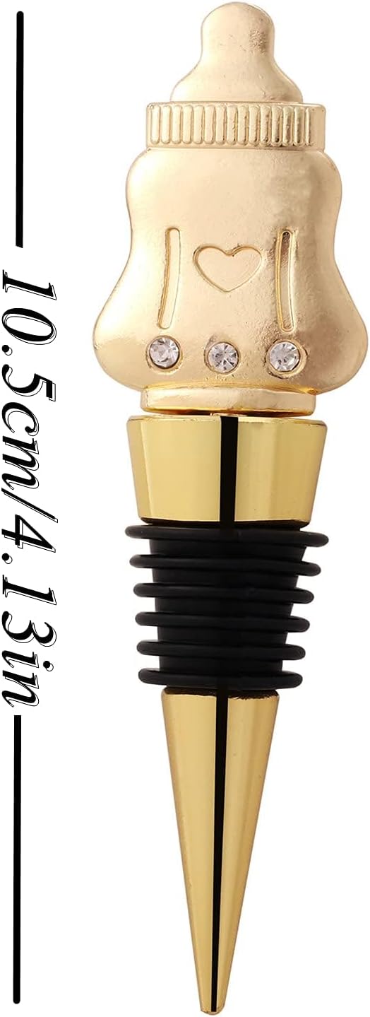 12Pcs Wine Bottle Stopper Baby Shower Souvenirs for Guest,Gold Feeding Bottle Stopper Wedding Favors Baby Girl Shower Giveaways Gift to Guest(12, Pink-Bottle Stopper)