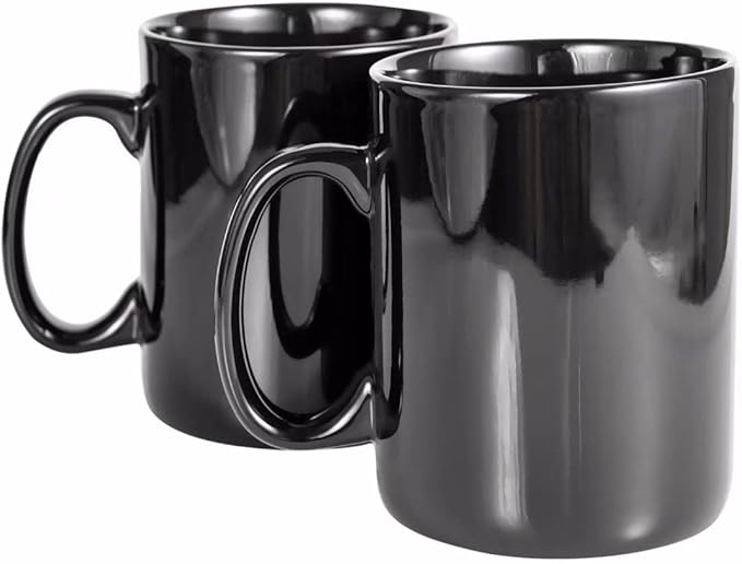 30oz Super Large Ceramic Coffee Mugs Large Handles Set of 2 (black)