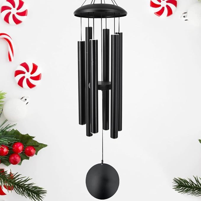 ASTARIN Outdoor Memorial Wind Chimes, 36 in with 6 Heavy Tubes, Deep Tone for Garden Hanging Decor, Sympathy Gifts. Black