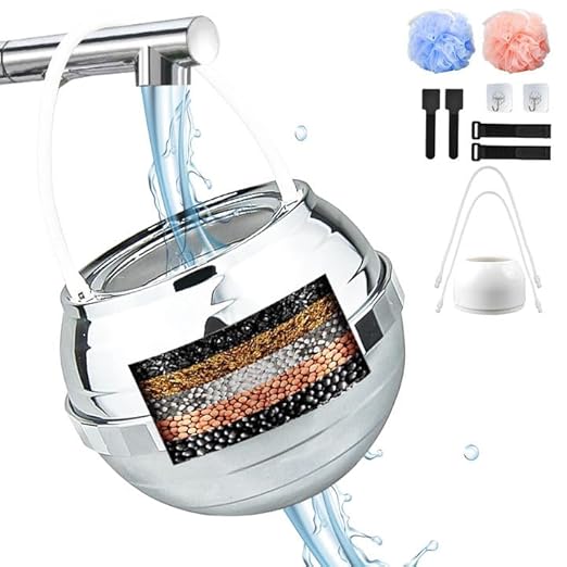 Bath Water Filter Water Faucet Filter, Purify Your Bathwater -8 Stages Bath Filter- Removes Hundreds of Contaminants, Bath Faucet, BPA Free, Water Filter for Ball Shower, White (1)