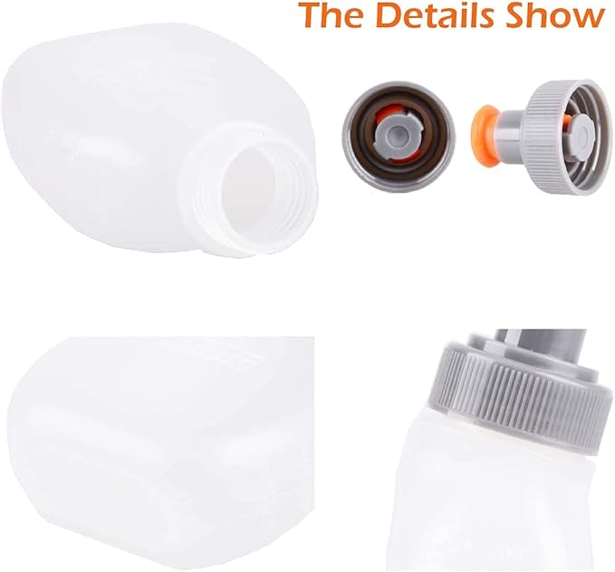 AONIJIE 2 Pcs Sports Collapsible Water Bottle BPA Free + 2 Pcs Replacement Straws Lid - TPU Soft Drink Water Kettle Foldable Flask for Hiking Bicycling Running Climbing (2pcs-170ML)